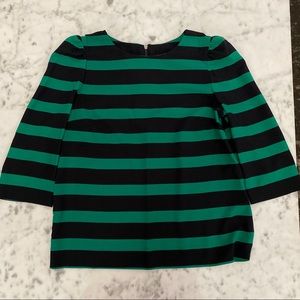 Zara green black stripe blouse